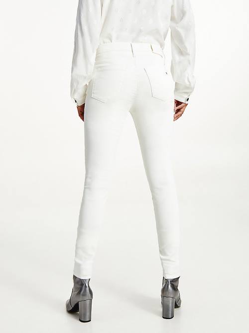 Tommy Hilfiger Como Mid Rise Skinny White TH Soft Jeans Dames Denim | TH249YSL