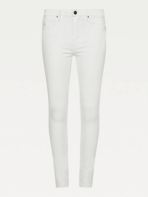 Tommy Hilfiger Como Mid Rise Skinny White TH Soft Jeans Dames Denim | TH249YSL