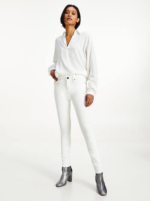 Tommy Hilfiger Como Mid Rise Skinny White TH Soft Jeans Dames Denim | TH249YSL