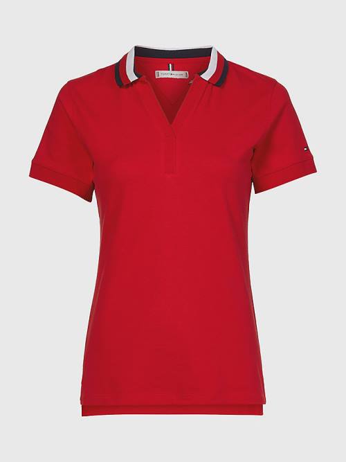 Tommy Hilfiger Contrast Collar Slim Fit Top Poloshirt Dames Rood | TH639DIF