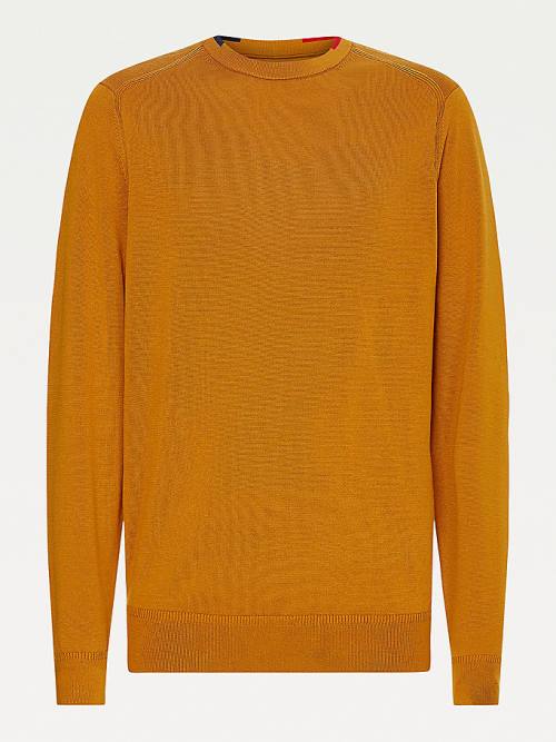 Tommy Hilfiger Contrast Detail Pima Katoenen Jumper Truien Heren Goud | TH706HUX