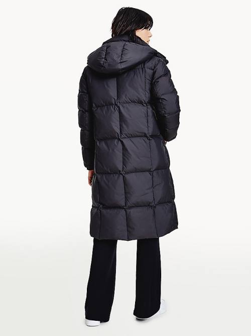 Tommy Hilfiger Contrast Panel Long Down Coat Jassen Dames Zwart | TH159MRQ