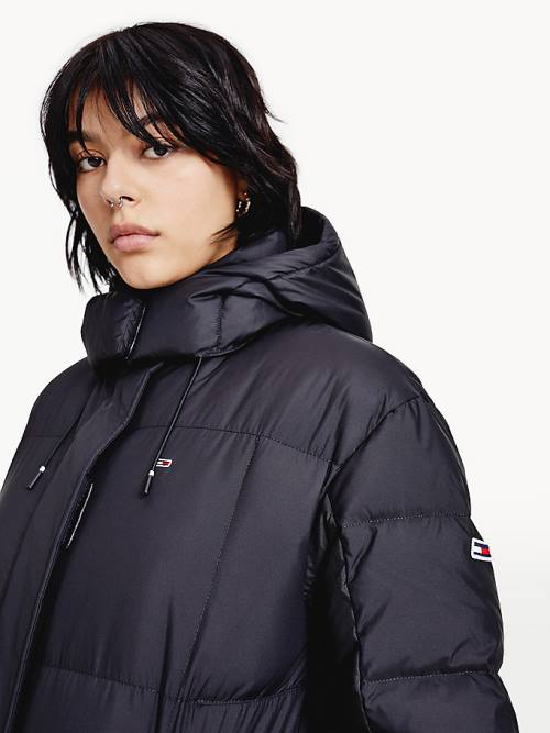 Tommy Hilfiger Contrast Panel Long Down Coat Jassen Dames Zwart | TH159MRQ