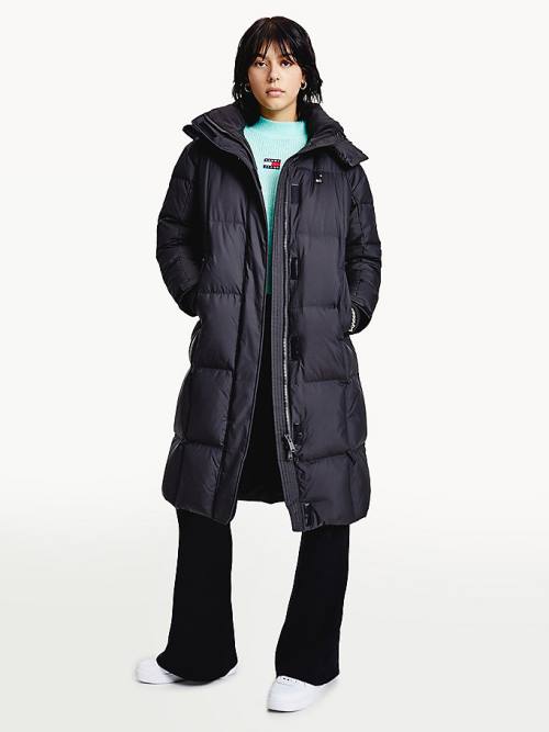 Tommy Hilfiger Contrast Panel Long Down Coat Jassen Dames Zwart | TH159MRQ