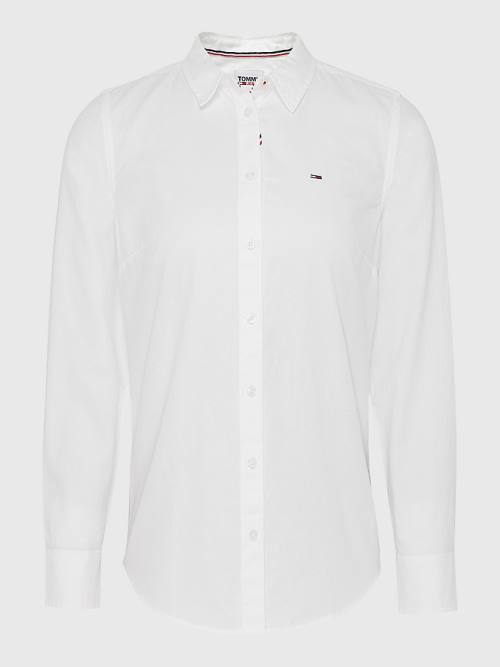 Tommy Hilfiger Contrast Stitching Slim Fit Oxford Overhemd Dames Wit | TH198JYC