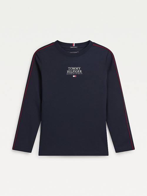 Tommy Hilfiger Contrast Tape Long Sleeve T-shirts Jongens Blauw | TH145FNW