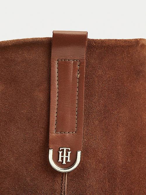 Tommy Hilfiger Contrast Texture Suede Long Laarzen Dames Bruin | TH715YFE