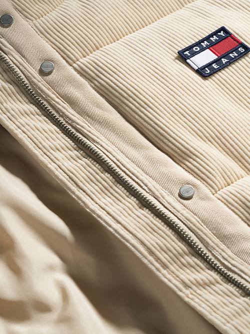 Tommy Hilfiger Corduroy Padded Puffer Jassen Dames Beige | TH180ZJV