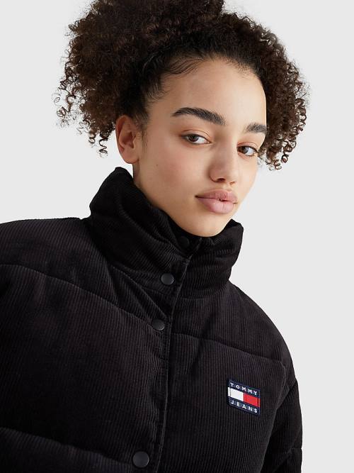 Tommy Hilfiger Corduroy Padded Puffer Jassen Dames Zwart | TH623CTX