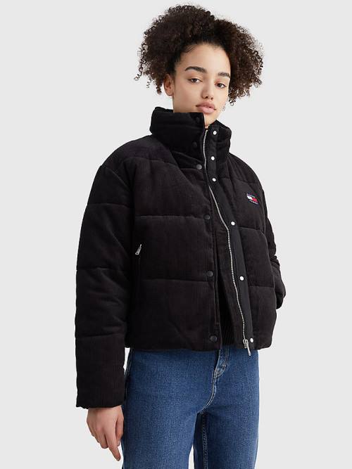 Tommy Hilfiger Corduroy Padded Puffer Jassen Dames Zwart | TH623CTX