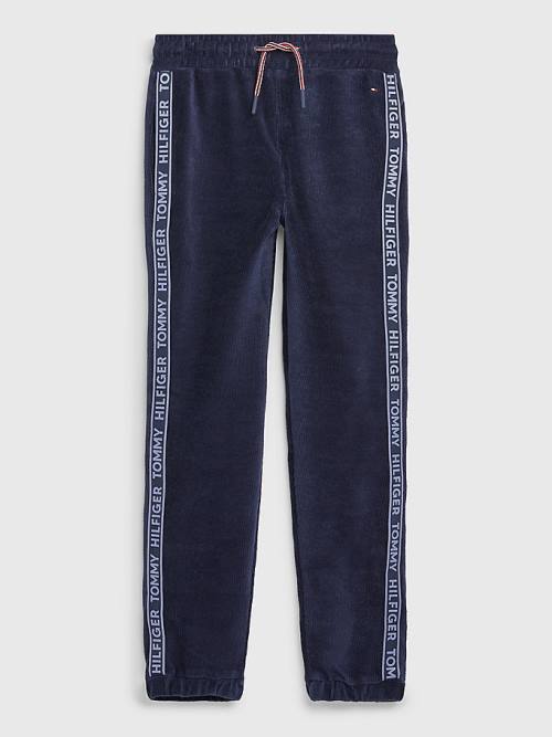 Tommy Hilfiger Corduroy Velour Logo Tape Joggers Broek Meisjes Blauw | TH489KIV