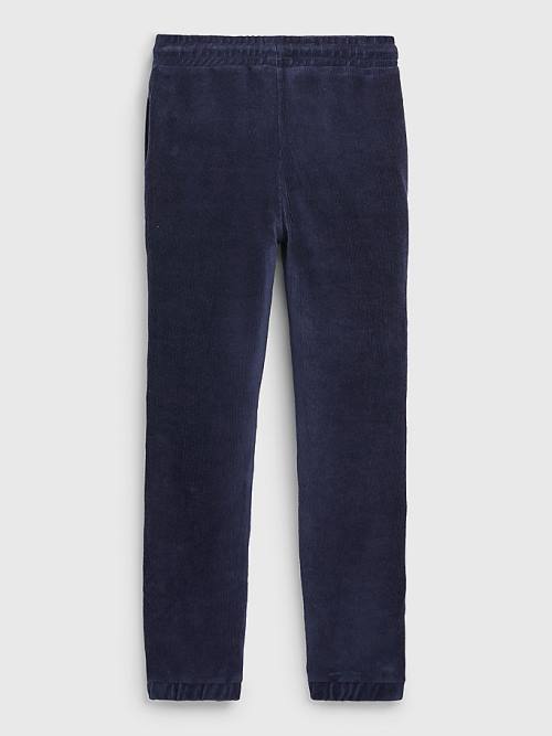 Tommy Hilfiger Corduroy Velour Logo Tape Joggers Broek Meisjes Blauw | TH489KIV