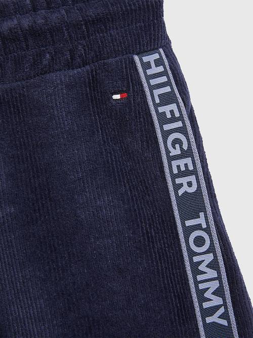 Tommy Hilfiger Corduroy Velour Logo Tape Joggers Broek Meisjes Blauw | TH489KIV