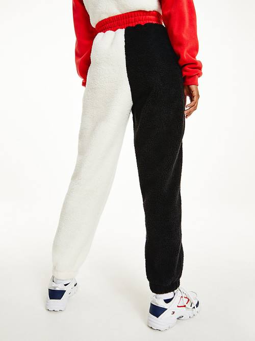 Tommy Hilfiger Cozy Tommy Badge Colour-Blocked Fleece Joggers Broek Dames Rood | TH856WAO