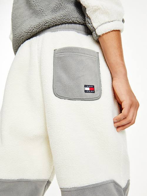 Tommy Hilfiger Cozy Tommy Badge Sherpa Fleece Joggers Broek Heren Wit | TH387HAE