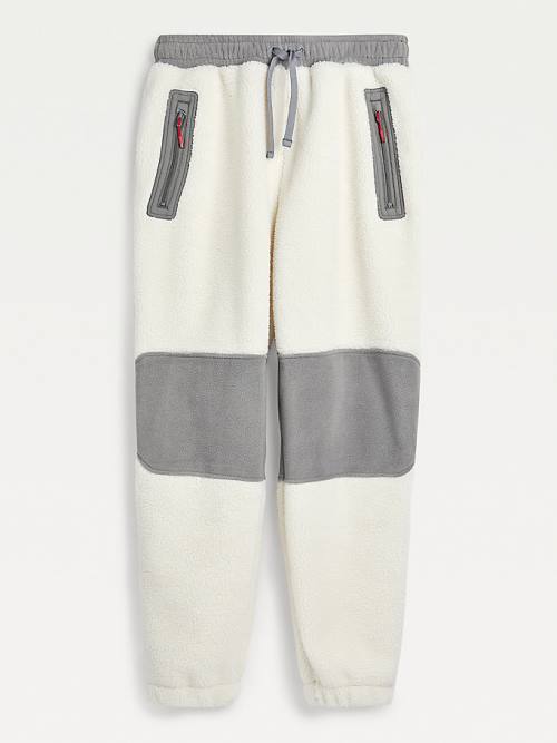 Tommy Hilfiger Cozy Tommy Badge Sherpa Fleece Joggers Broek Heren Wit | TH387HAE