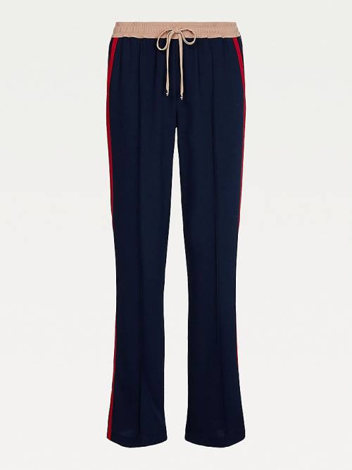 Tommy Hilfiger Crepe Colour-Blocked Drawstring Taille Broek Dames Blauw | TH716EYF