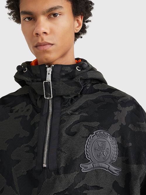 Tommy Hilfiger Crest Camo Print Pull-On Met Capuchon Jassen Heren Zwart | TH638SWZ