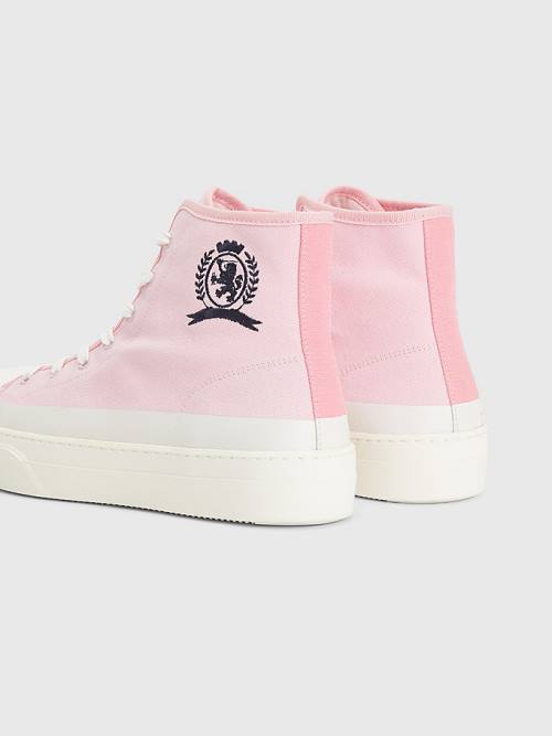 Tommy Hilfiger Crest Canvas High Top Sneakers Heren Roze | TH285YQG