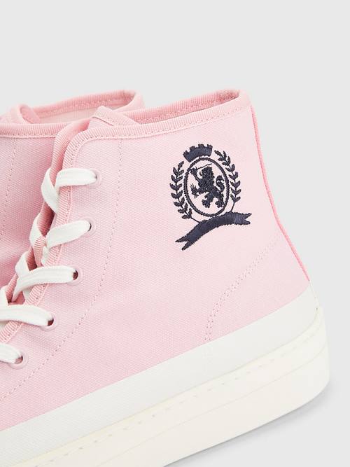 Tommy Hilfiger Crest Canvas High Top Sneakers Heren Roze | TH285YQG