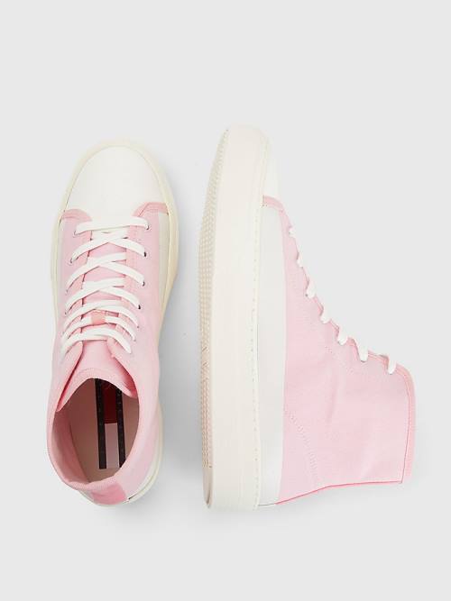 Tommy Hilfiger Crest Canvas High Top Sneakers Heren Roze | TH285YQG