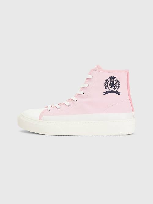 Tommy Hilfiger Crest Canvas High Top Sneakers Heren Roze | TH285YQG