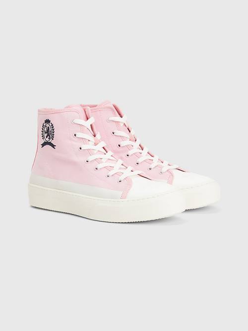 Tommy Hilfiger Crest Canvas High Top Sneakers Heren Roze | TH285YQG