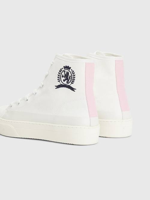 Tommy Hilfiger Crest Canvas High Top Sneakers Dames Wit | TH347NEJ