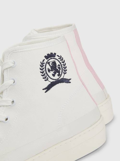 Tommy Hilfiger Crest Canvas High Top Sneakers Dames Wit | TH347NEJ