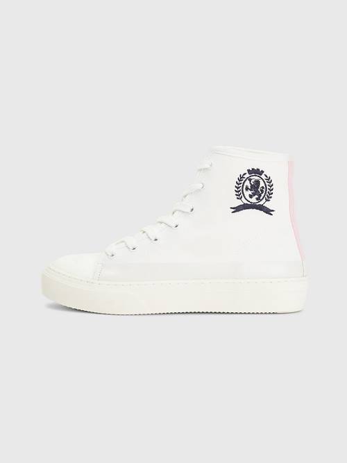 Tommy Hilfiger Crest Canvas High Top Sneakers Dames Wit | TH347NEJ