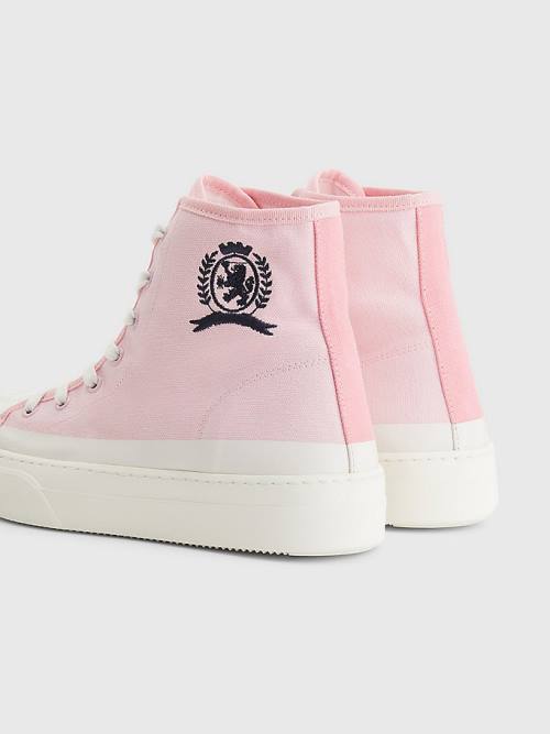 Tommy Hilfiger Crest Canvas High Top Sneakers Dames Roze | TH732WCV