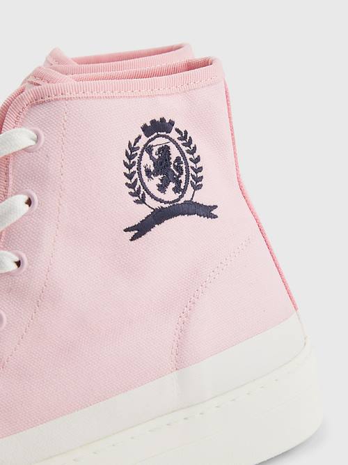 Tommy Hilfiger Crest Canvas High Top Sneakers Dames Roze | TH732WCV