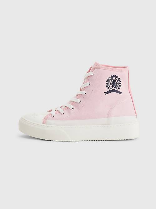 Tommy Hilfiger Crest Canvas High Top Sneakers Dames Roze | TH732WCV