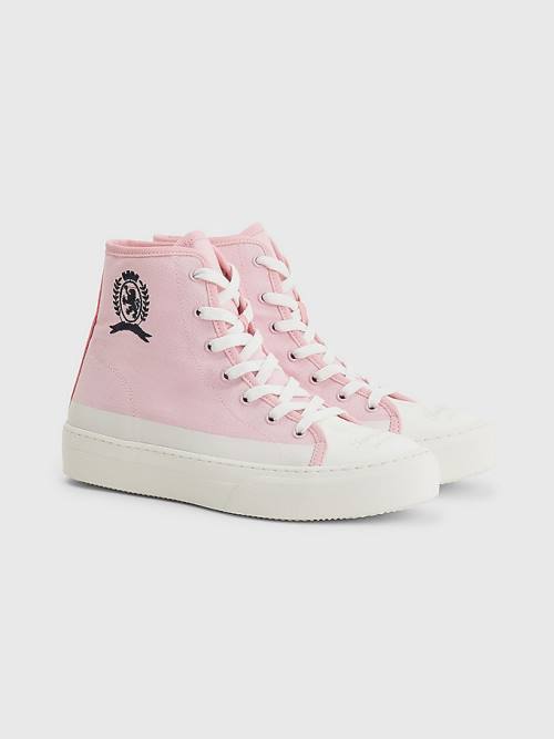 Tommy Hilfiger Crest Canvas High Top Sneakers Dames Roze | TH732WCV