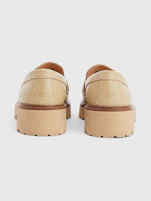 Tommy Hilfiger Crest Chunky Leren Loafers Formele Schoenen Heren Beige | TH564QKV