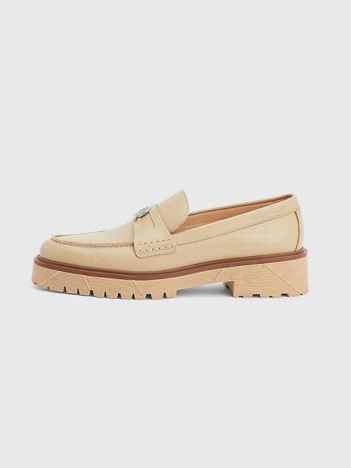 Tommy Hilfiger Crest Chunky Leren Loafers Formele Schoenen Heren Beige | TH564QKV