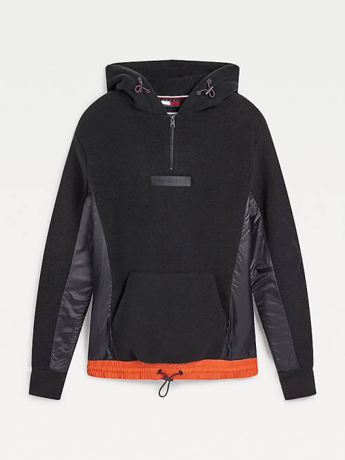 Tommy Hilfiger Crest Contrast Hem Hoodie Heren Zwart | TH406NGY