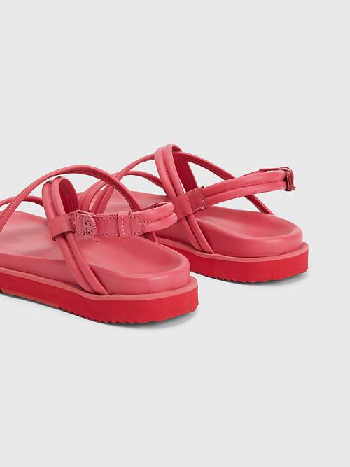 Tommy Hilfiger Crest Gesp Leren Sandalen Dames Roze | TH084YWB