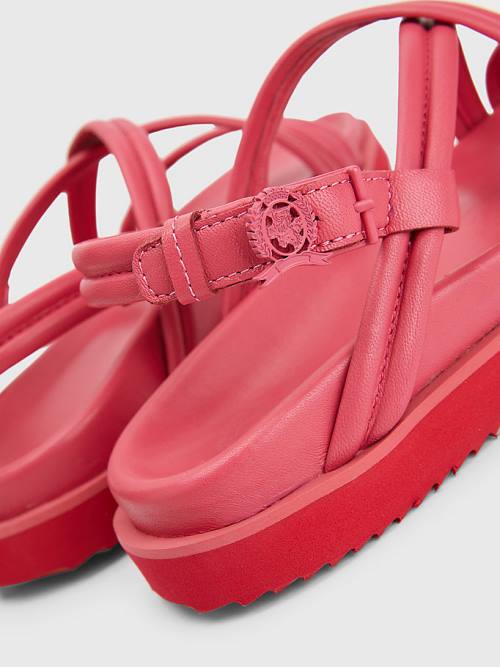 Tommy Hilfiger Crest Gesp Leren Sandalen Dames Roze | TH084YWB