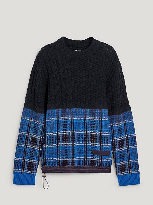 Tommy Hilfiger Crest Half Glen Check Jumper Truien Heren Zwart | TH951AYB