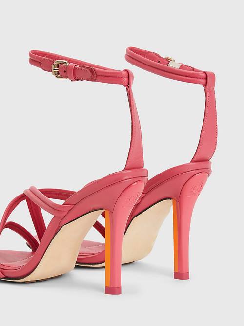 Tommy Hilfiger Crest High Heel Riemen Leren Sandalen Dames Roze | TH071JKY