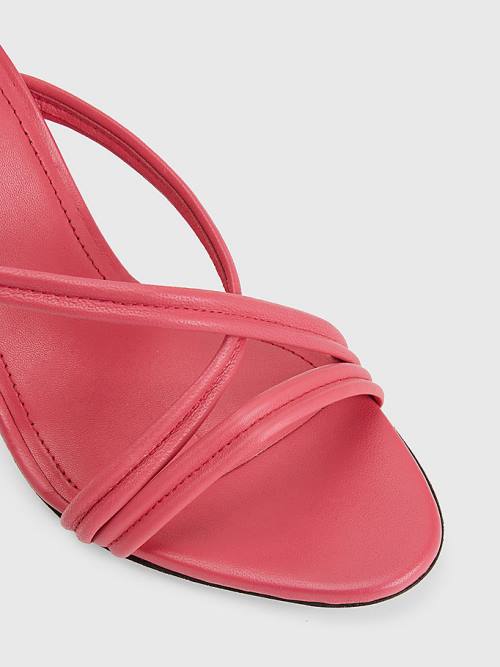 Tommy Hilfiger Crest High Heel Riemen Leren Sandalen Dames Roze | TH071JKY