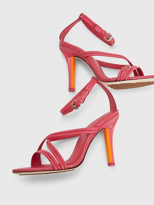 Tommy Hilfiger Crest High Heel Riemen Leren Sandalen Dames Roze | TH071JKY