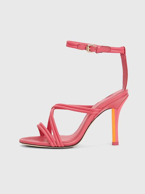 Tommy Hilfiger Crest High Heel Riemen Leren Sandalen Dames Roze | TH071JKY