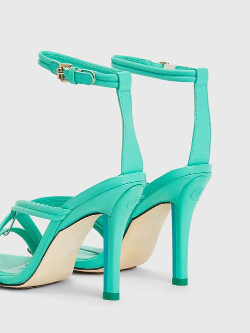 Tommy Hilfiger Crest High Heel Riemen Leren Sandalen Dames Groen | TH160PLK