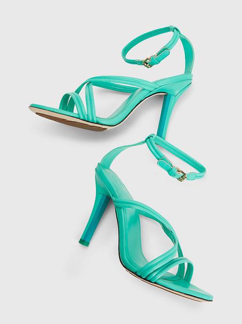 Tommy Hilfiger Crest High Heel Riemen Leren Sandalen Dames Groen | TH160PLK