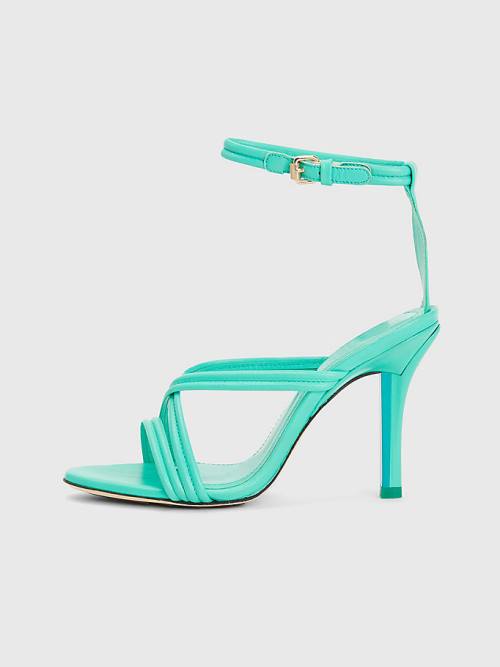 Tommy Hilfiger Crest High Heel Riemen Leren Sandalen Dames Groen | TH160PLK