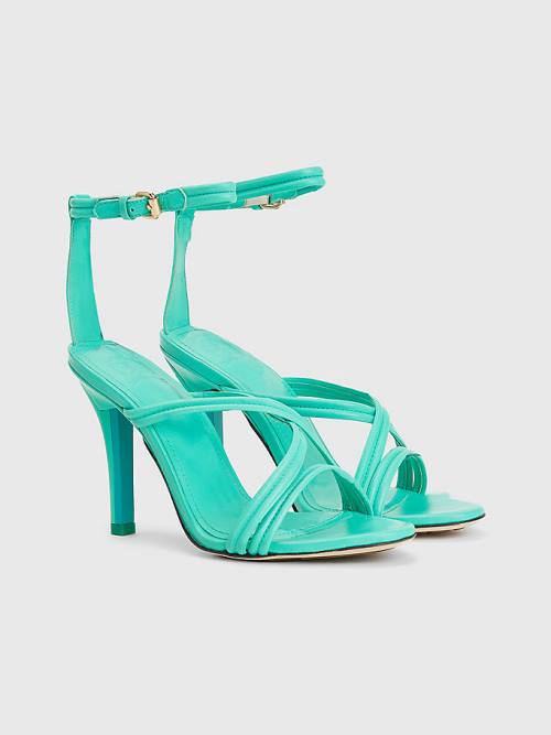 Tommy Hilfiger Crest High Heel Riemen Leren Sandalen Dames Groen | TH160PLK