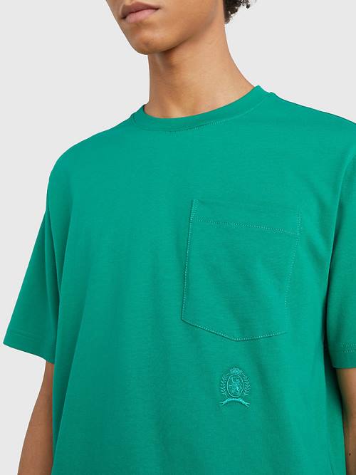 Tommy Hilfiger Crest Organic Katoenen T-shirts Heren Groen | TH350XHP