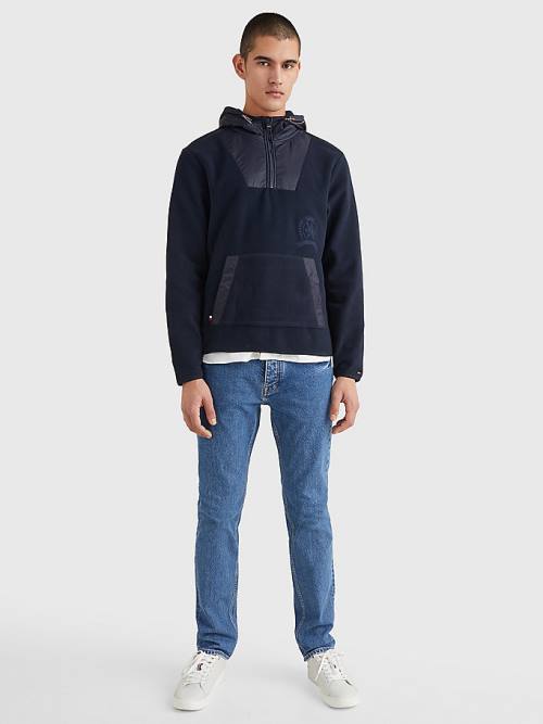 Tommy Hilfiger Crest Polar Fleece Relaxed Fit Hoodie Heren Blauw | TH690RJF